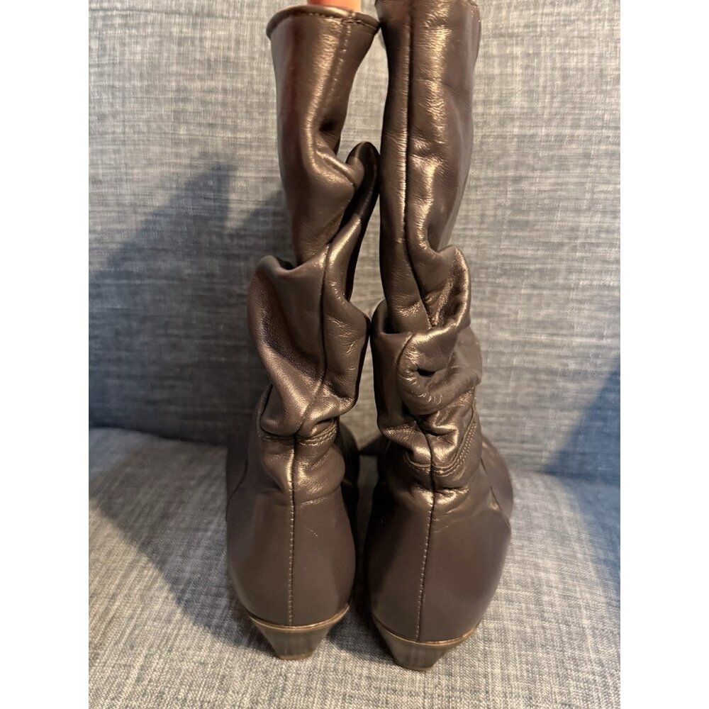 Vintage 1970s Christian Franchet Navy Blue Slouch Leather Boots Canada 36/6 - Picture 16 of 16
